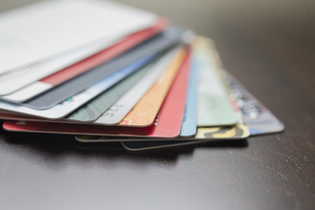 Shallow depth of field of credit cards.の写真素材