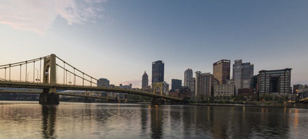 a Pittsburgh skyline during early morning sunrise.のeditorial素材