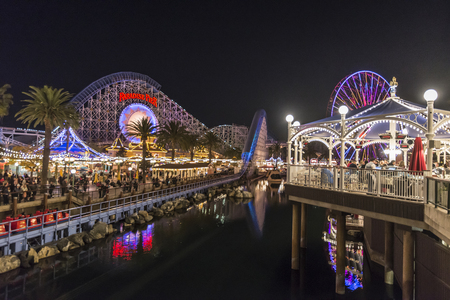 A night shot of Disney adventure parkin California.のeditorial素材