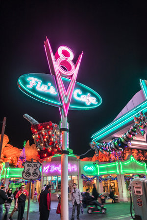 Flo'sV8 cafe at disney adventure park california.のeditorial素材
