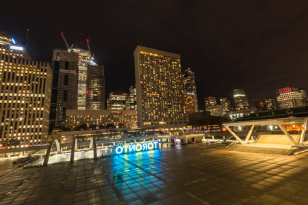 A night view of Nathan Phillip square Toronto