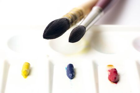 Water color Art brushes on a white back ground.の写真素材