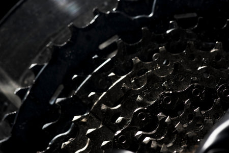 Close up view of Bike cassette and chainの写真素材