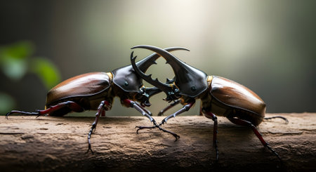 Rhinoceros Beetles Battle: A Contest of Strength and Dominanceの素材