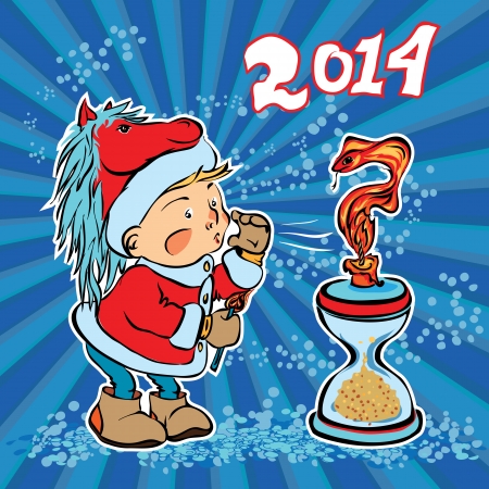 Chinese new year of the horse replaces the old year of the snakeのイラスト素材