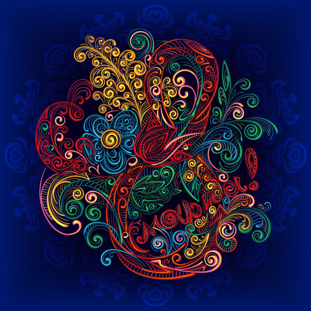 Eighth march Women's Day card with floral swirls elements quilling style.のイラスト素材