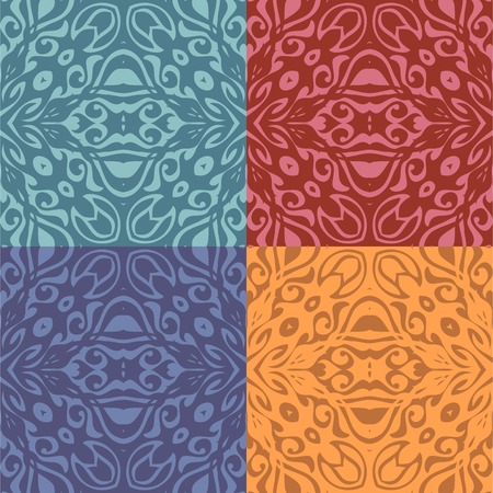 Set of colorful patterns (seamlessly tiling).Seamless pattern can be used for wallpaper, pattern fills, web page background,surface textures. Floral seamless backgrounds combo.のイラスト素材