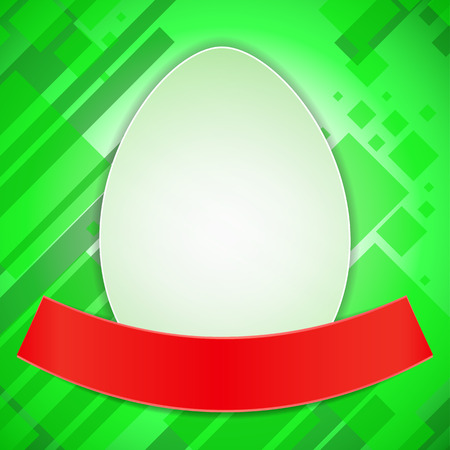 Paper Easter Greeting Egg With Red Ribbonのイラスト素材