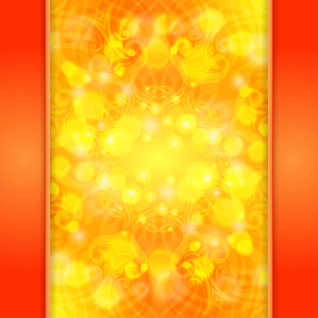 Elegant orange ornate background with lace ornament and bole for invitations, greeting card, menu.のイラスト素材