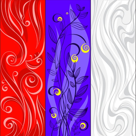 Collection of abstract banners with floral and nature motives, vector illustrationのイラスト素材