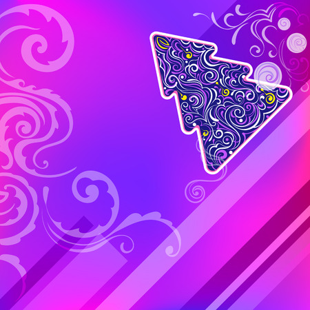 greeting card with geometric christmas tree and swirlのイラスト素材