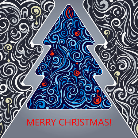 Vector poster with lacy christmas tree for invitation, eps 8のイラスト素材