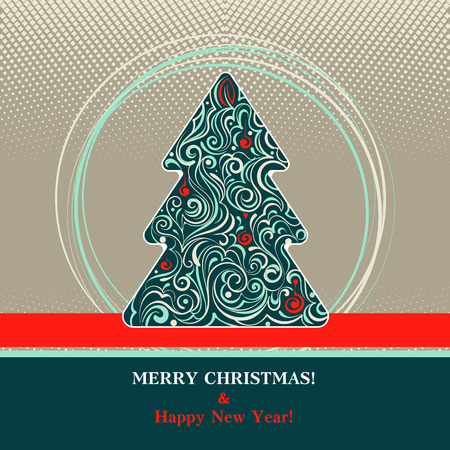 Vector poster with lacy christmas tree for invitation, eps 8のイラスト素材