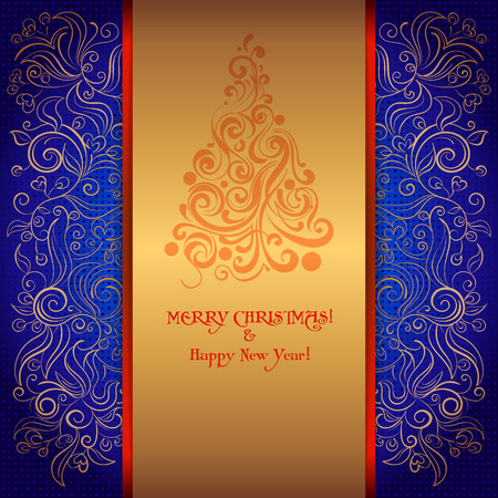 Vector poster with lacy christmas tree for invitation, eps 10のイラスト素材