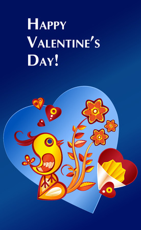 paperart valentine day illustration with chicken, flowers and heart. Greeting card, vector banner eps10のイラスト素材