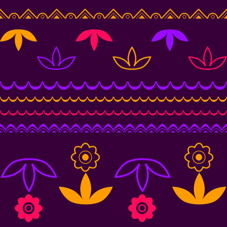 Vector lineart floral seamless pattern backgroundのイラスト素材