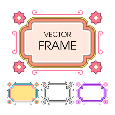 Set of vintage colorful framesのイラスト素材
