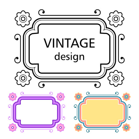 Set of vintage frames vector illustrationのイラスト素材