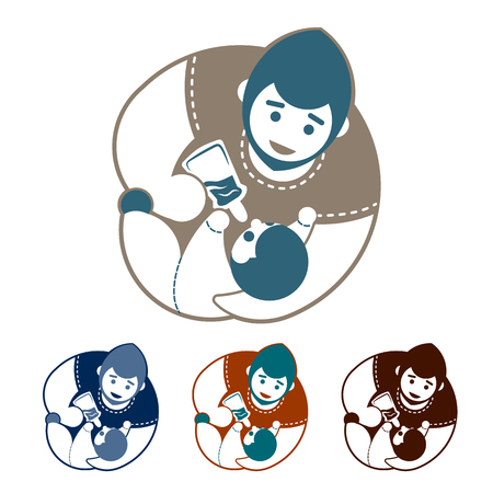 Set of father and baby logoのイラスト素材