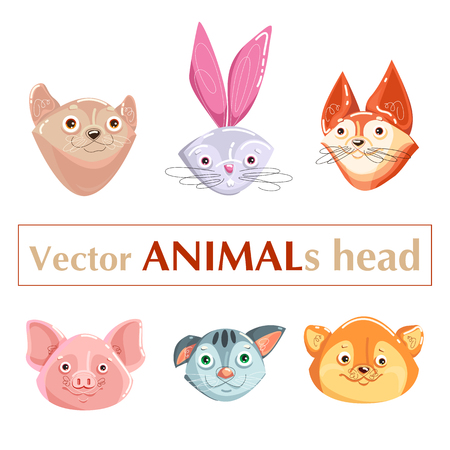 Educational flashcard animals headsのイラスト素材