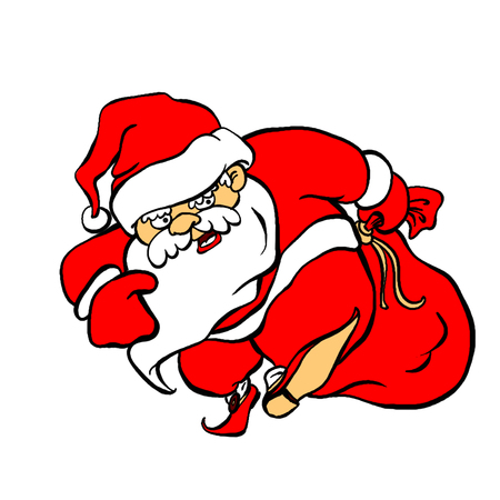 Angry and evil Santa Claus Ded Moroz comes with a big gift bagの写真素材