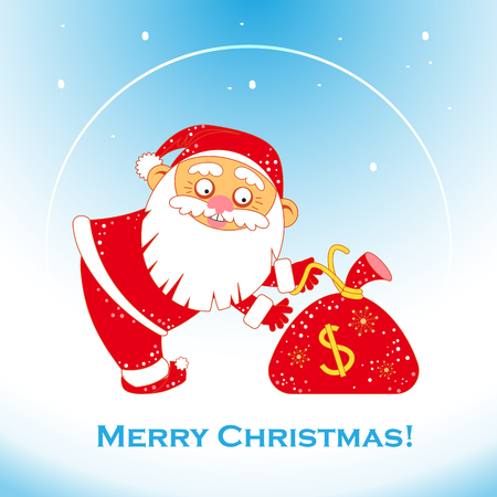 Christmas Santa Claus with bag of money.のイラスト素材