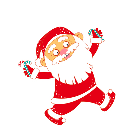 Christmas Santa Claus with candy cane.のイラスト素材
