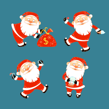 Collection of stickers with Christmas Santa Clausのイラスト素材