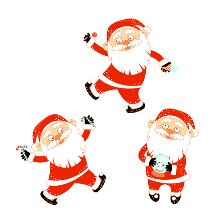 Collection of stickers with Christmas Santa Clausのイラスト素材