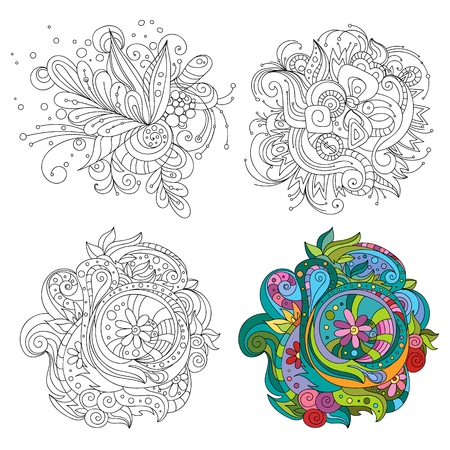 Set of  abstract line art patternsのイラスト素材