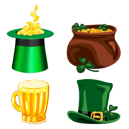Set of  cartoon icons for St. Patrick s Day.のイラスト素材
