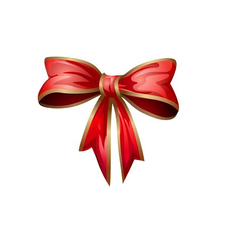 Red colored bows. Cartoon style bows isolated on white background. Vector decorate clip art eps 10.のイラスト素材