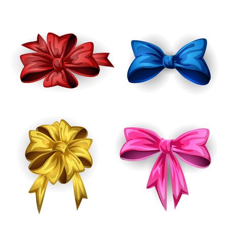 Cartoon style bows isolated on white backgroundのイラスト素材