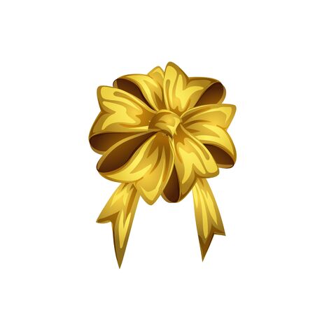 Cartoon style yellow bow isolated on white backgroundのイラスト素材