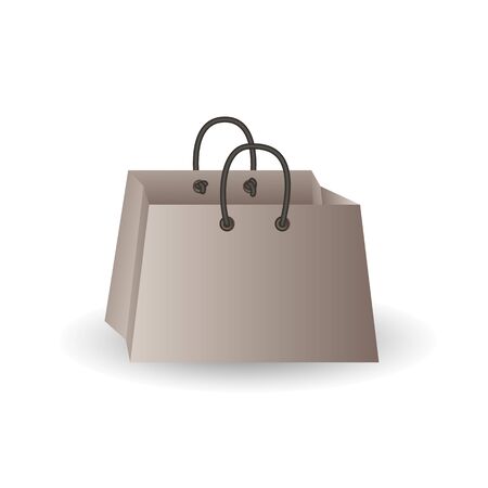 Party festive gift bag of white paper isolated on a white background. Cartoon vector illustrationのイラスト素材