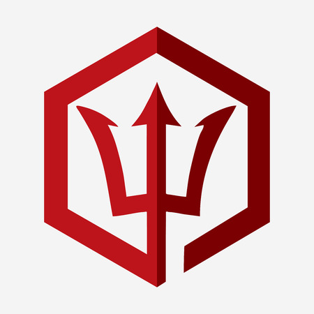 Simple Hexagonal Trident Logo Icon Vectorのイラスト素材