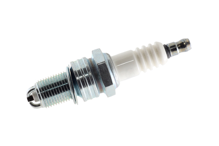 Car spark plug isolated on the white background, clipping pathの写真素材