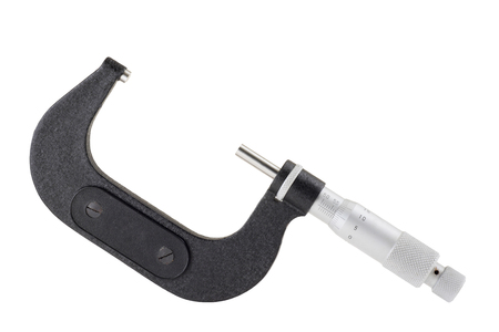 Precision theme showing a micrometer isolated on white backgroundの写真素材