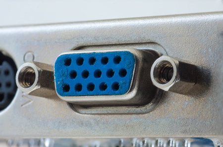 PC Mainboard Connector of VGA video port, closeup