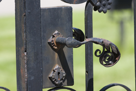 Close Up old Fence Decoration, black steelの写真素材