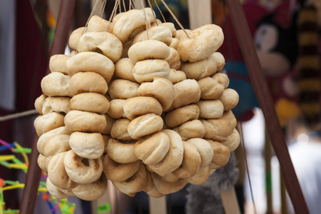 Handmade traditional rural bagels at the fairの写真素材