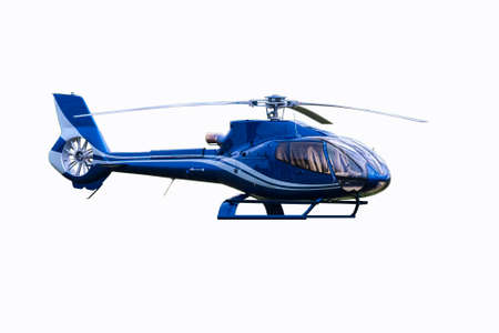 Blue tourist helicopter isolated on the white backgroundの写真素材