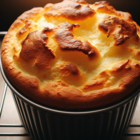 Freshly baked cottage cheese muffin in a baking dish on the tableの素材