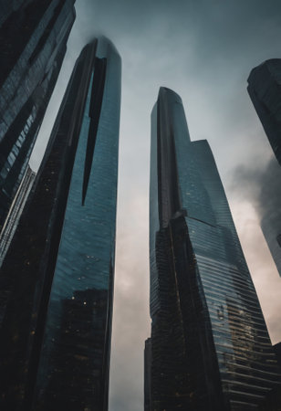 low angle view of skyscrapersの素材