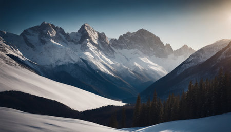 Beautiful winter mountains landscape.の素材