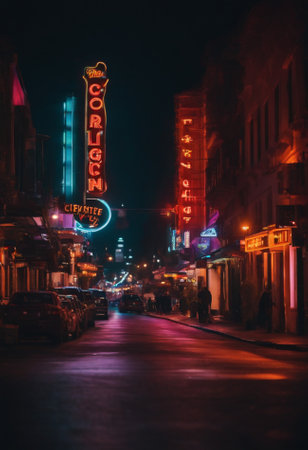 Neon signs at night in Times Square in New York, USA. Times Square is a major commercial intersection of Broadway and Broadway.の素材