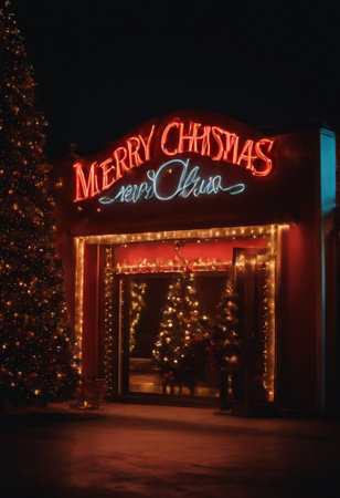 Merry Christmas and Happy New Year greeting card. Xmas background.の素材