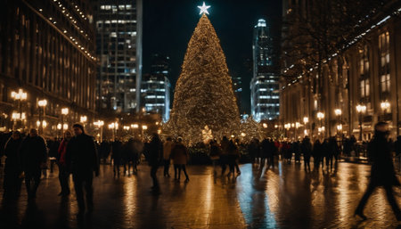 Christmas tree  at nightの素材