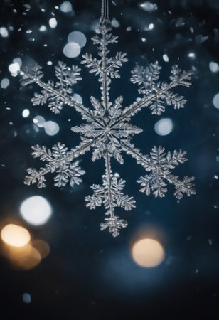 Snowflakes on a black background with bokeh effect.の素材