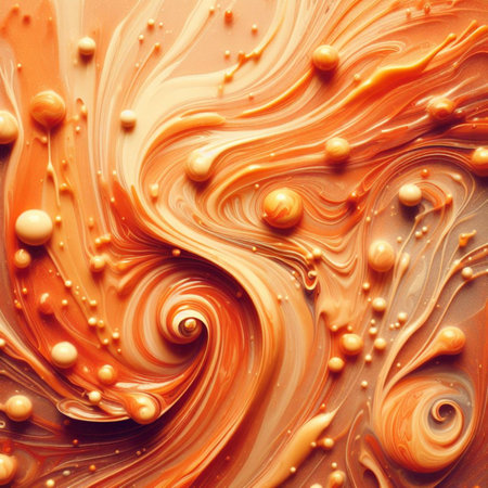 Abstract background of oil paint splashes. Orange and yellow colors.の素材